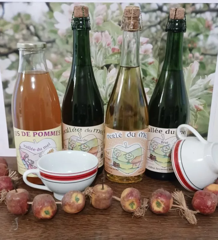 La gamme proposée par la cidrerie de la vallée du Mel. Crédit La cidrerie de la vallée du Mel